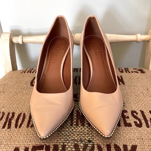 Coach Shoes - Coach Beechwood leather heels w metal bead embellishment-sz 6.5